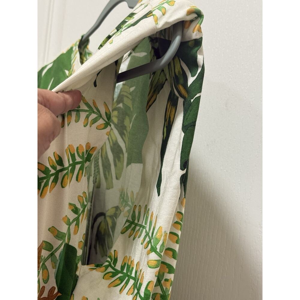 NWT Farm Rio Tropical Forest Off-White Shirt Dress Green Large Resort Cotton - Picture 12 of 16